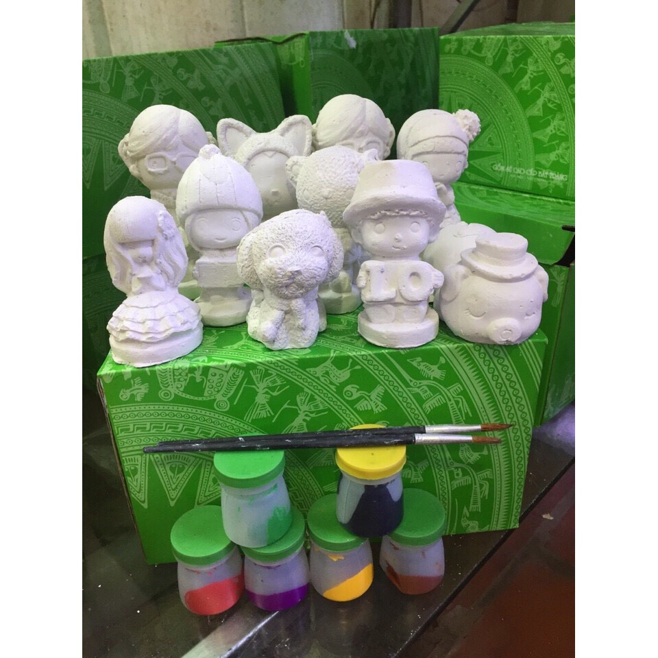 Bộ 6 tượng, 10 tượng thạch cao cho bé tô màu