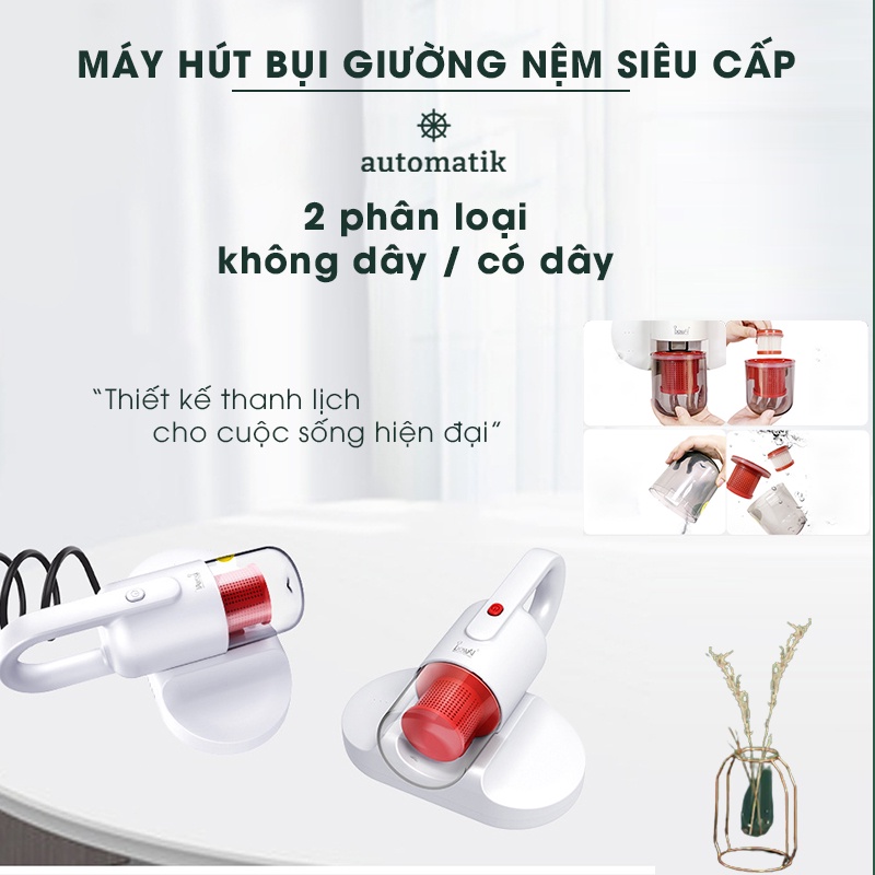 Máy Hút Bụi Giường Nệm Cầm Tay Không Dây Diệt Khuẩn UV, Hút Ẩm Chăn Ga Giường Gối Đệm, Sofa, Quần Áo M10 - Automatik