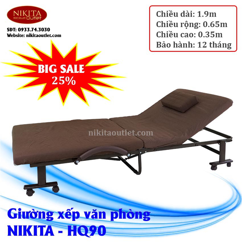 Giường gấp - xếp nâng đầu NIKITA - kiểu Hàn Quốc HQ90 rộng 90cm nâng đầu 5 cấp độ - chính hãng thương hiệu NIKITA OUTLET