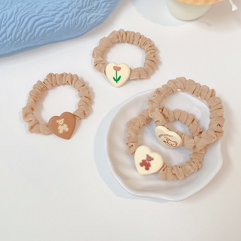 Dây buộc tóc đuôi ngựa họa tiết dễ thương phong cách Hàn Quốc 2021