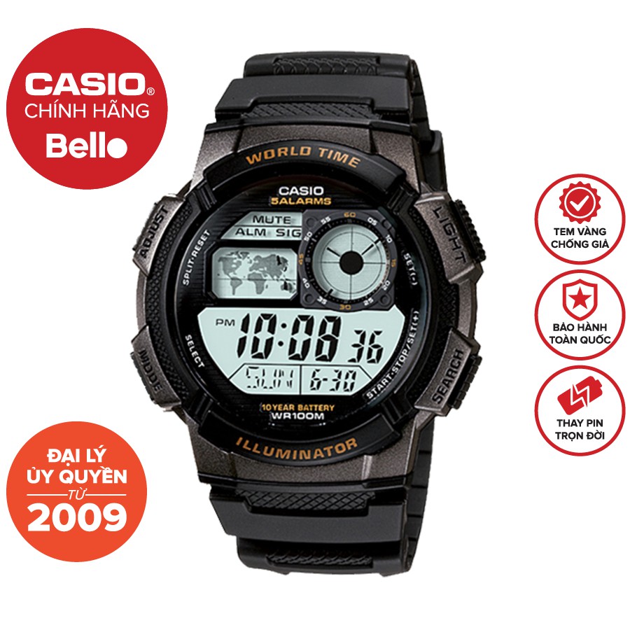 Đồng hồ Nam dây nhựa Casio AE-1000 chính hãng bảo hành 1 năm Pin trọn đời