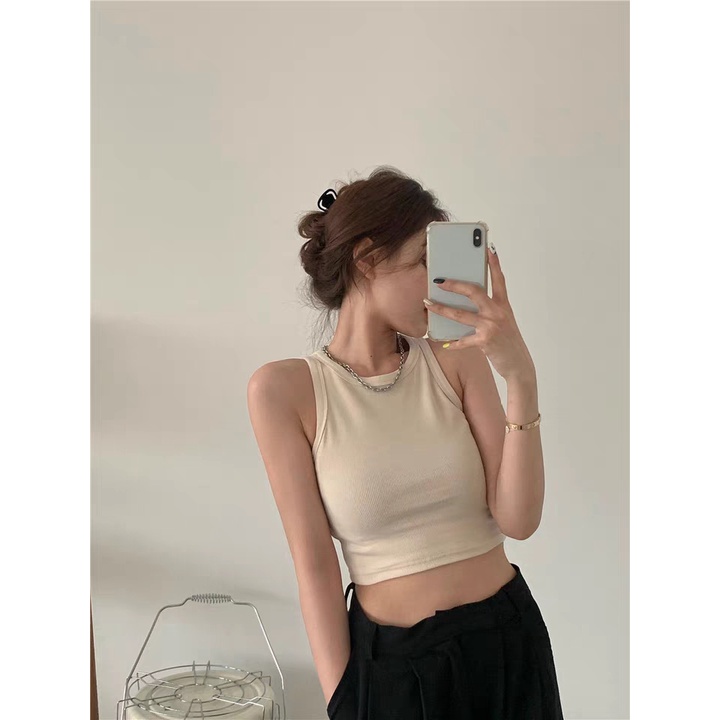 Áo Ba Lỗ Nữ Dáng Croptop 100% Cotton Phong Cách Sexy Ôm Body