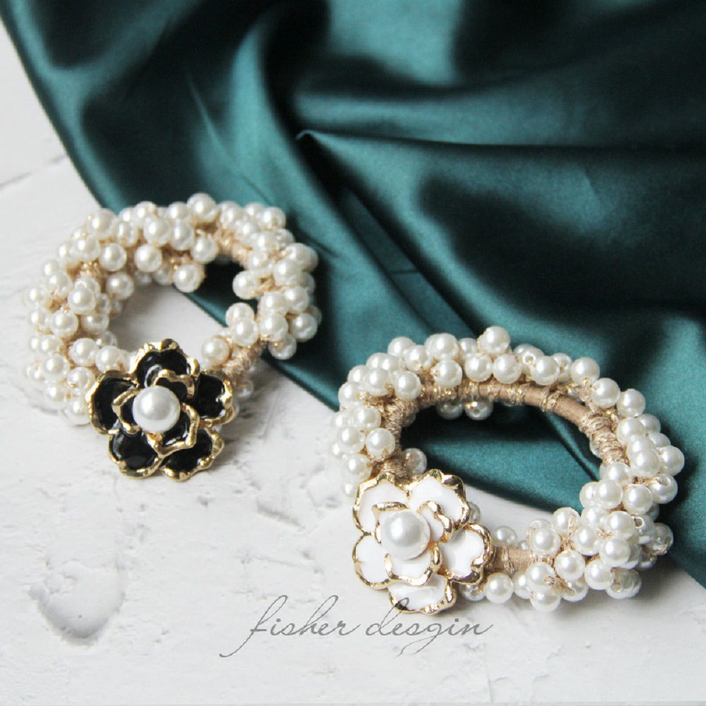 Dây Buộc Tóc Trang Trí Hoa Và Ngọc Trai Xinh Xắn Cho Nữ