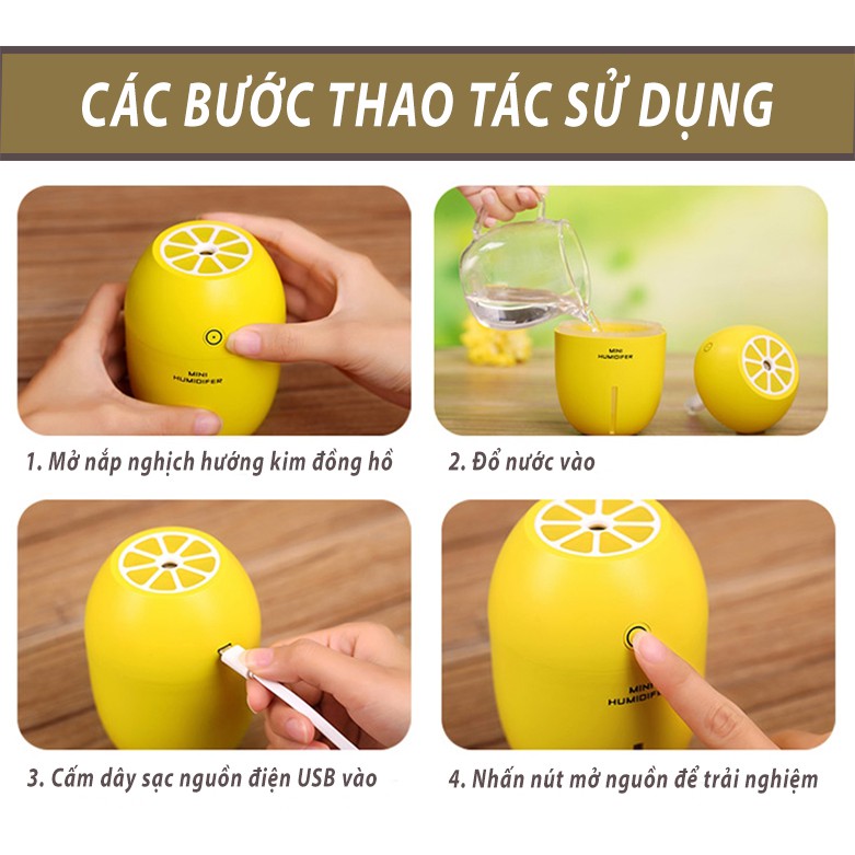 Máy Tạo Độ Ẩm Phun Sương LEMON MINI dễ thương,Âm Thanh Phun Sương Yên Lặng ,Phù Hợp Cho Phòng Làm Việc, Phòng Ngủ