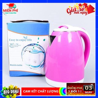 [GIẢM GIÁ] ấm siêu tốc màu 2 lớp 1,8l chống nóng mini, ấm đun nấu nước pha trà điện