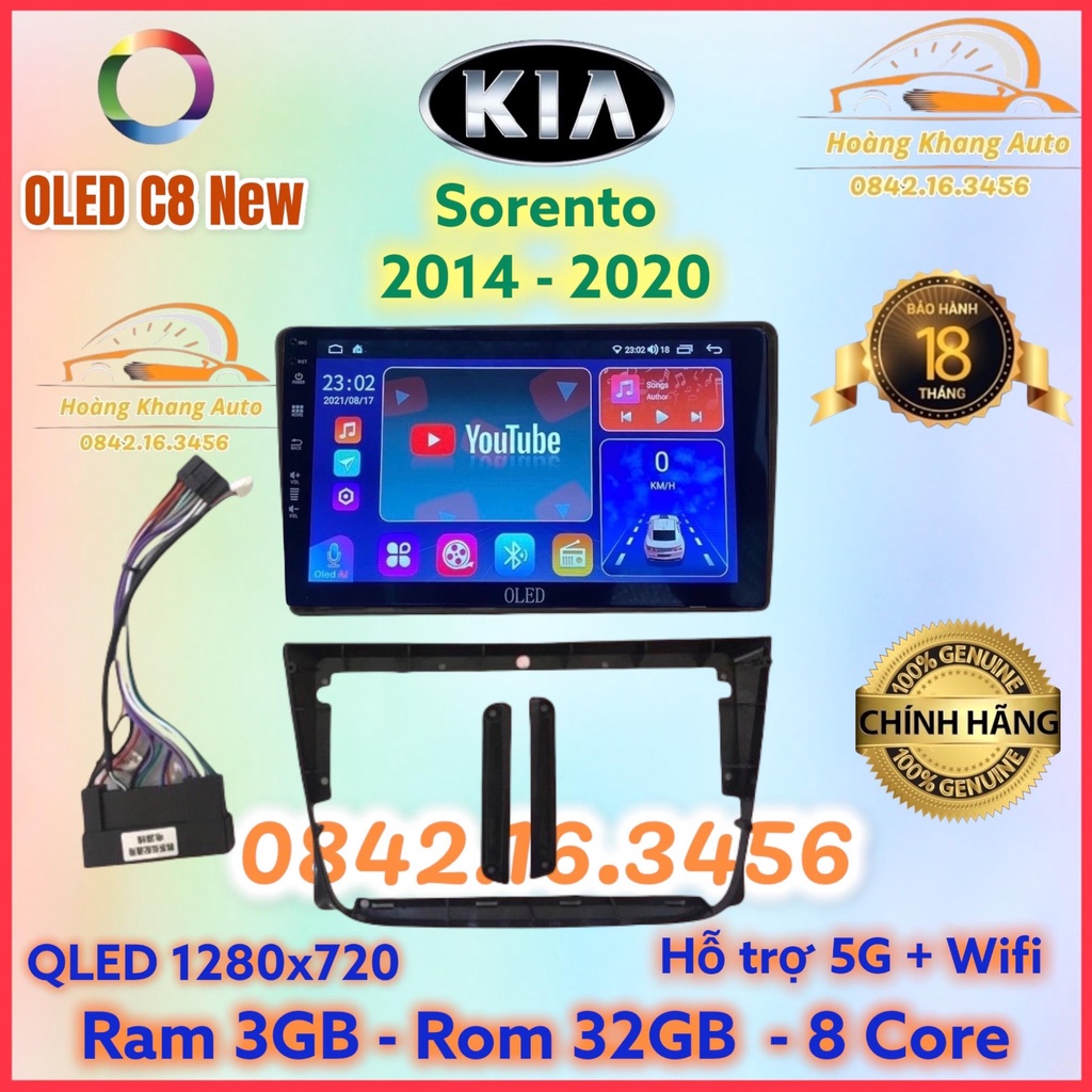 Màn hình android OLED C8 New theo xe Sorento 2014 - 2020 kèm dưỡng và jack nguồn zin theo xe .