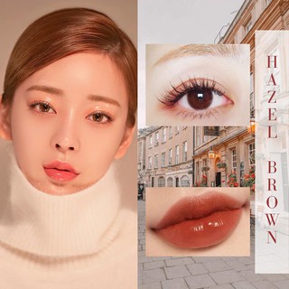 [Kính áp tròng 1 cặp] Nâu mật ong tự nhiên không lộ vân lens Hazel Brown
