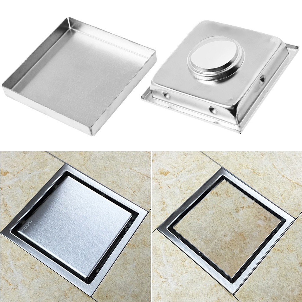 Set nắp cống thoát nước cho sàn nhà vuông 15cm bằng thép không gỉ 304 chất lượng cao