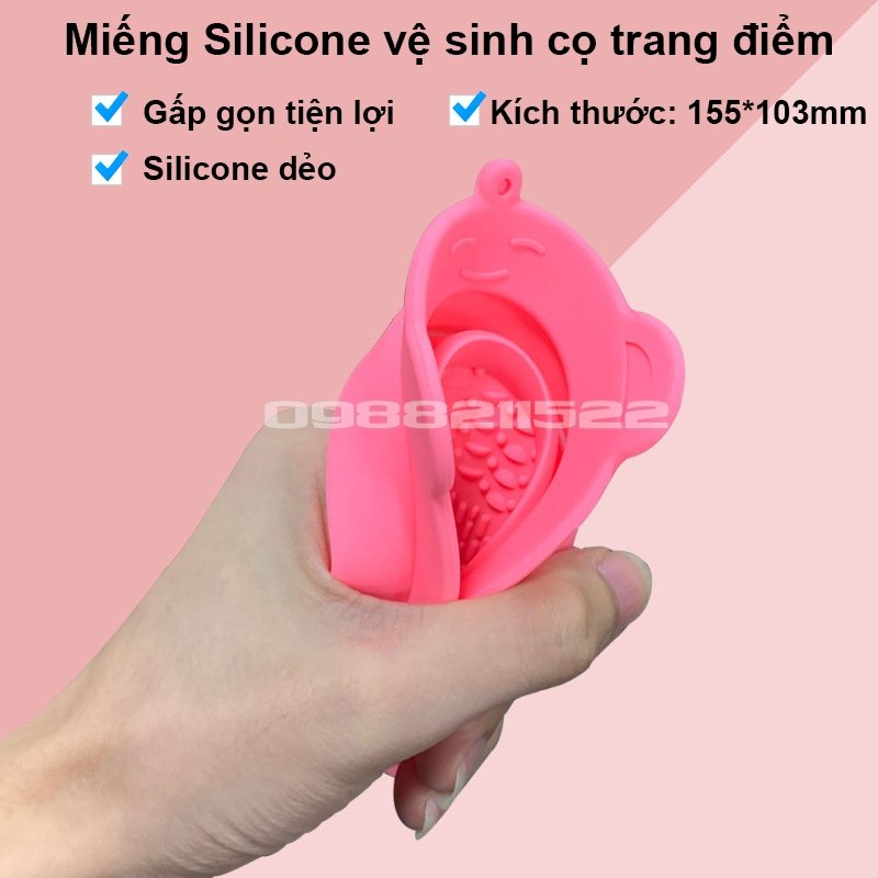 Miếng Silicone Vệ Sinh Cọ Trang Điểm, GẤP GỌN, CÓ MÓC TREO