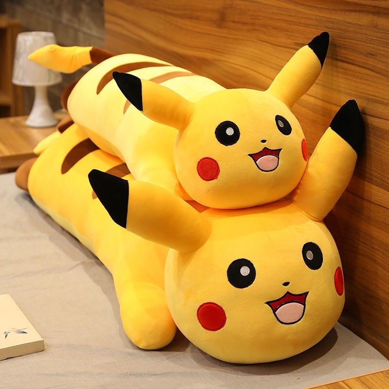 Gấu bông gối ôm hình pikachu vải nhung nì ngộ nghĩnh siêu đáng yêu 45cm