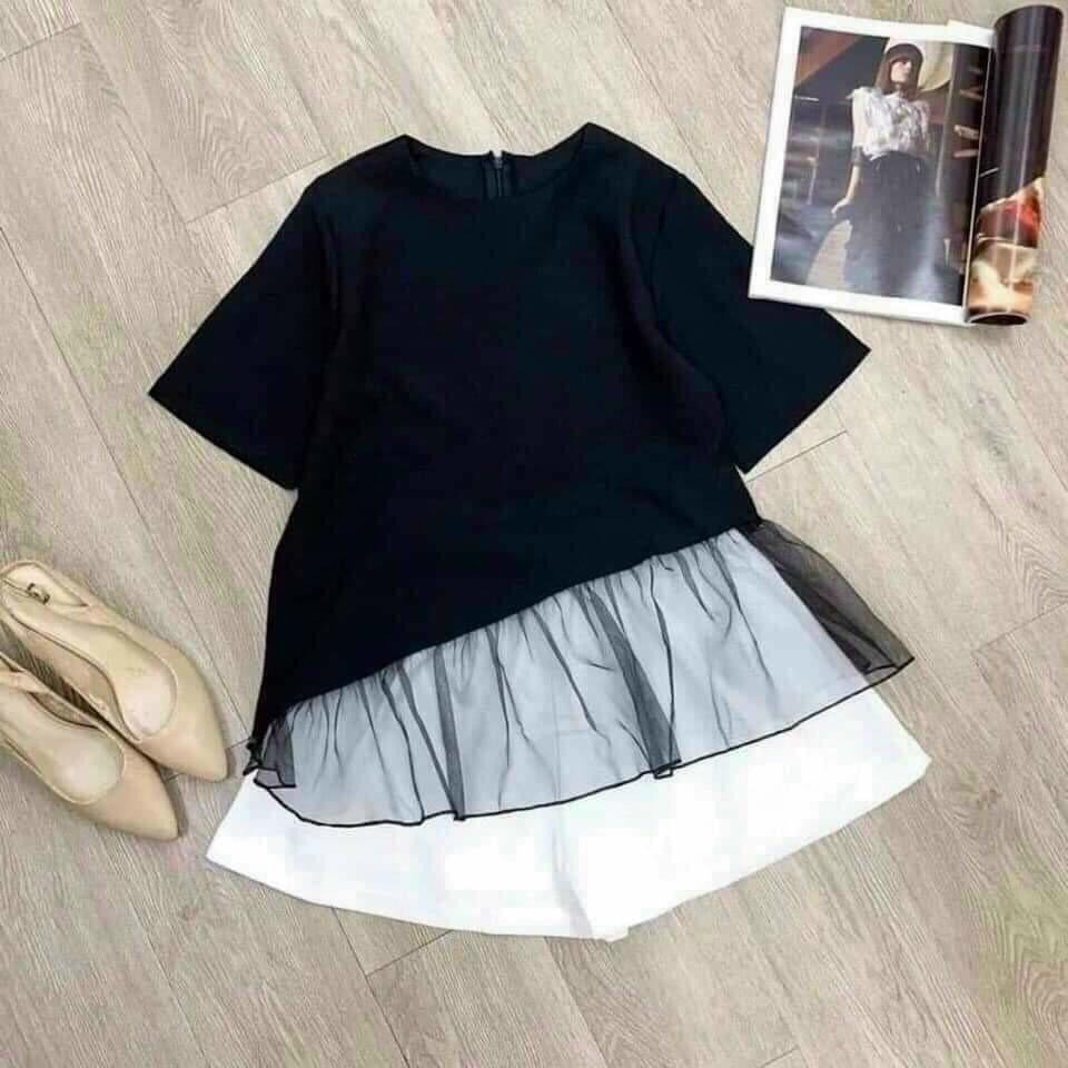 Set Bộ Quần Kaki Áo Phông Phối Voan Tơ Siêu Xinh 😍💗 !~