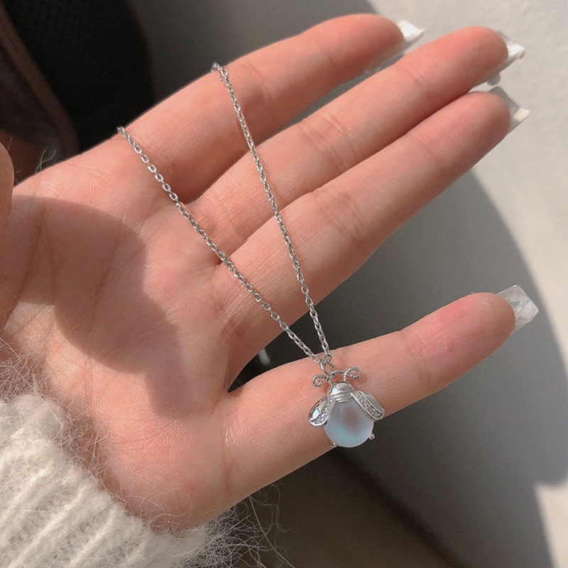 Mới Vòng cổ Mặt Hình Trái Tim Đính Đá Mặt Trăng Phong Cách Hàn Quốc Cho Nữ