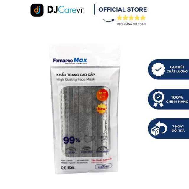 Khẩu trang y tế cao cấp 4 lớp kháng khuẩn Famapro max (10 cái /túi )
