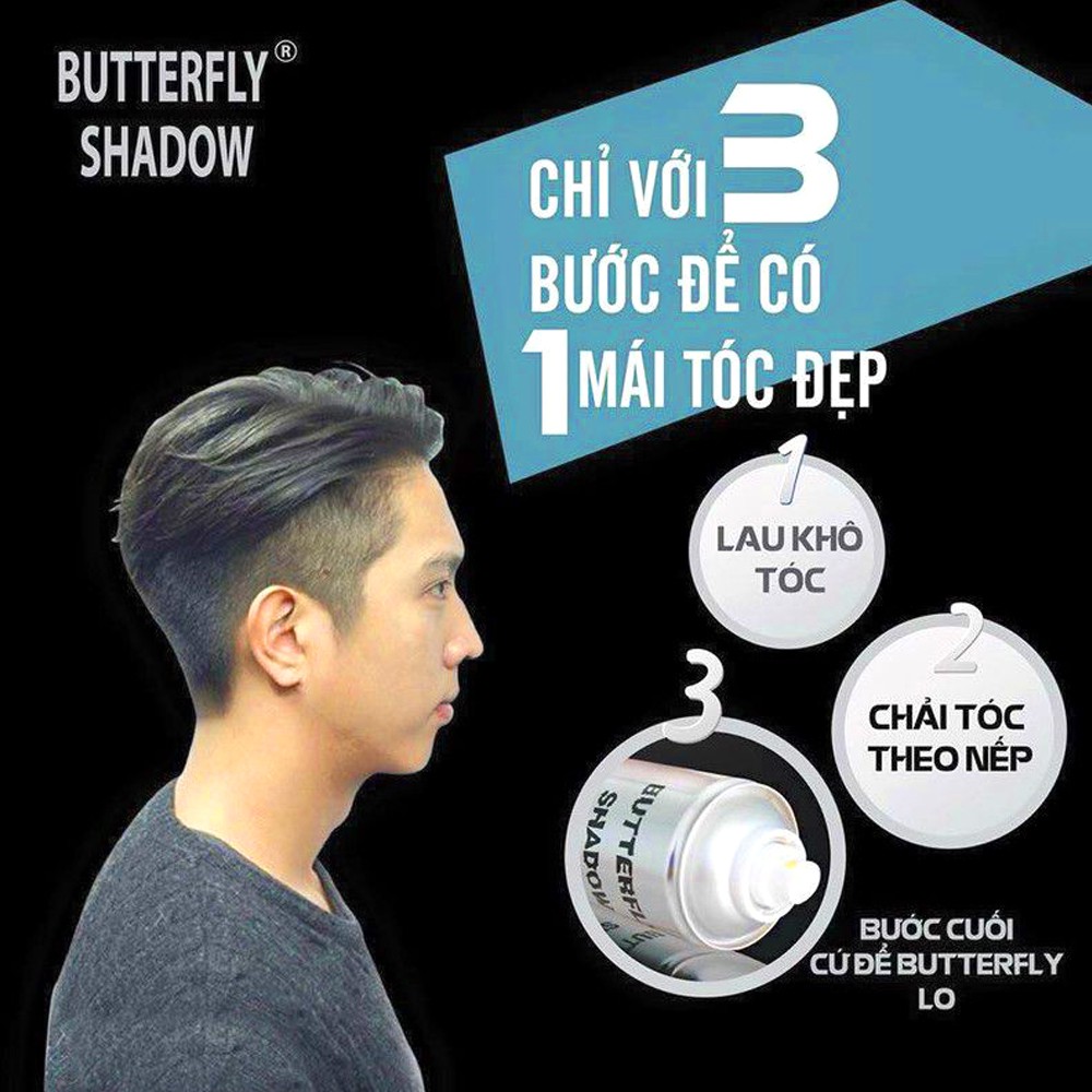 Keo Xịt Tóc BUTTERLFY SHADOW - Gôm Xịt Vuốt Tóc Chuyên Nghiệp Làm Cứng Tóc Cho Nam Và Nữ 320ML