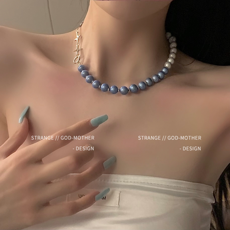 Dây chuyền chuỗi hạt phong cách hip hop 19942 ngọc trai giả