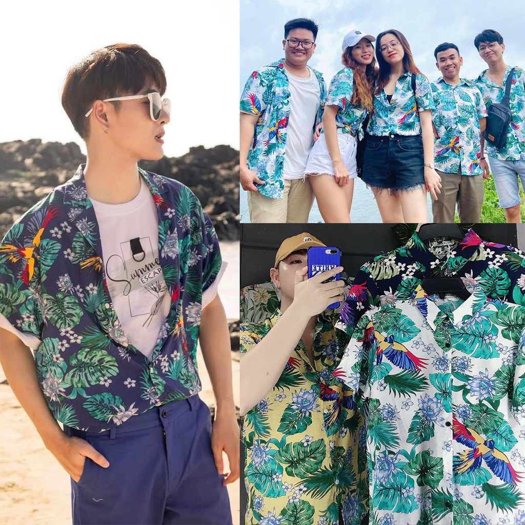 [Mã FASHIONT4MA2 giảm 10K đơn 50K] Áo sơ mi hawaii đi biển chất đũi tơ mát mẻ [Giá lẻ = giá sỉ]