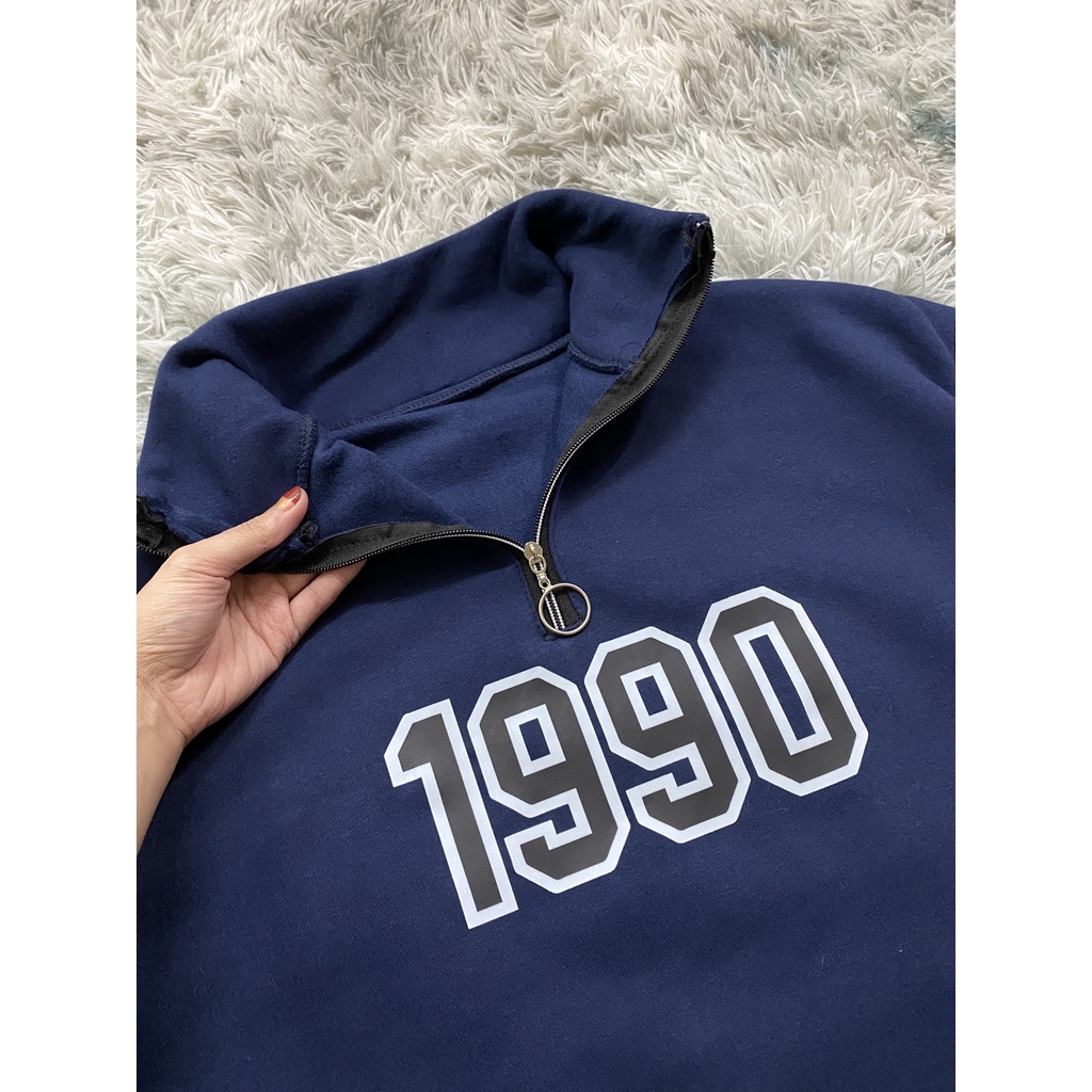 Áo Sweater Nỉ 1990 Cổ Khóa - Nỉ Zip Cổ Cao Dáng Rộng Tay Bồng Phong Cách Hàn Quốc Hottrend - HANHAN SHOP | BigBuy360 - bigbuy360.vn