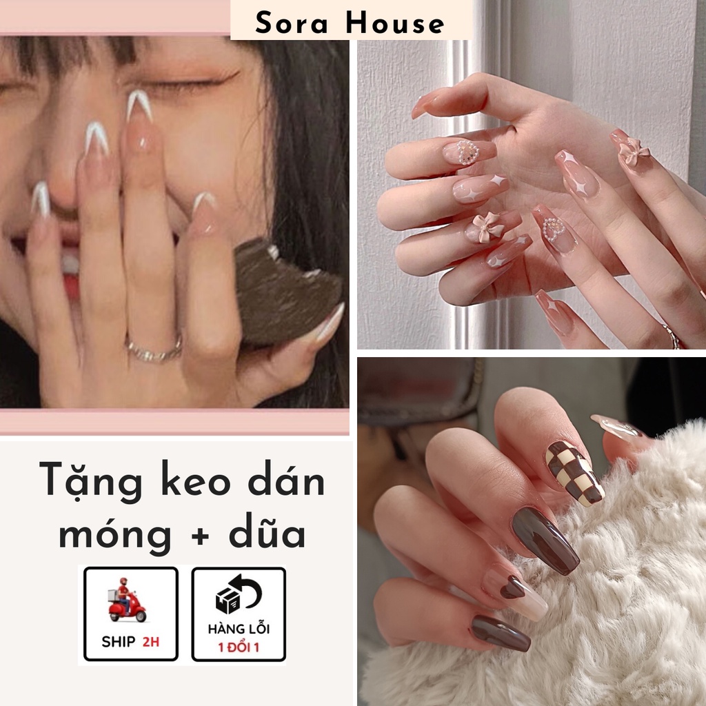 Móng Tay Giả ❤️SHIP 2H ❤️ Kèm Keo Dán Móng | R, G