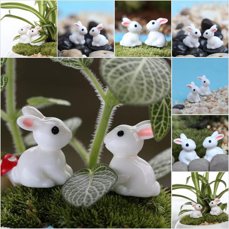 Set 2 Đồ trang trí Thỏ Mini Trang Trí Tiểu Cảnh