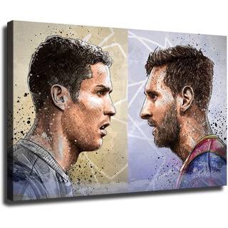 Tranh Vải Treo Tường Trang Trí Hình Cristiano Ronaldo Và Messi