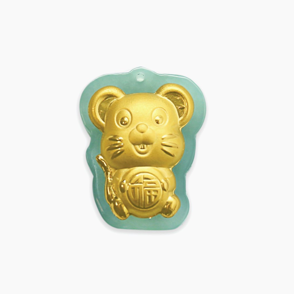 ANCARAT - Mặt dây phỉ thuý kim tý chữ phúc - Miễn phí tết dây đeo cổ