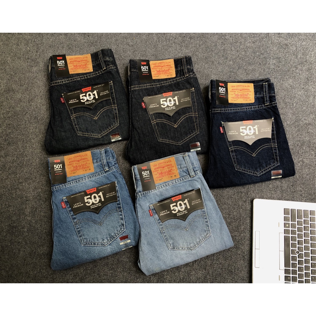 Quần jean dài nam ống suông Lv 501 (Form suông,chất vải ko co dãn,ống quần 20cm) 5 màu