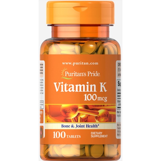 Viên uống đẹp da hỗ trợ đông máu chắc xương Vitamin K 100mg puritan’s pride loại 100 viên