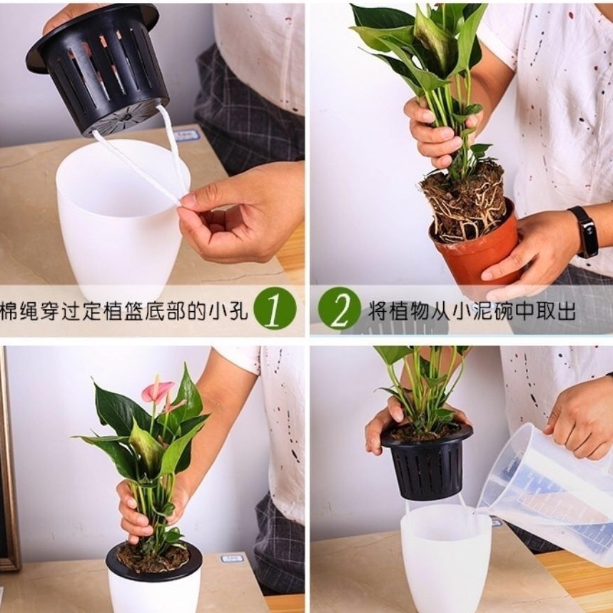 Chậu Nhựa Trồng Cây Thủy Canh, Bán Thủy Canh Siêu Bền, Tự Động Tưới Trồng cây trong nhà, ngoài trời