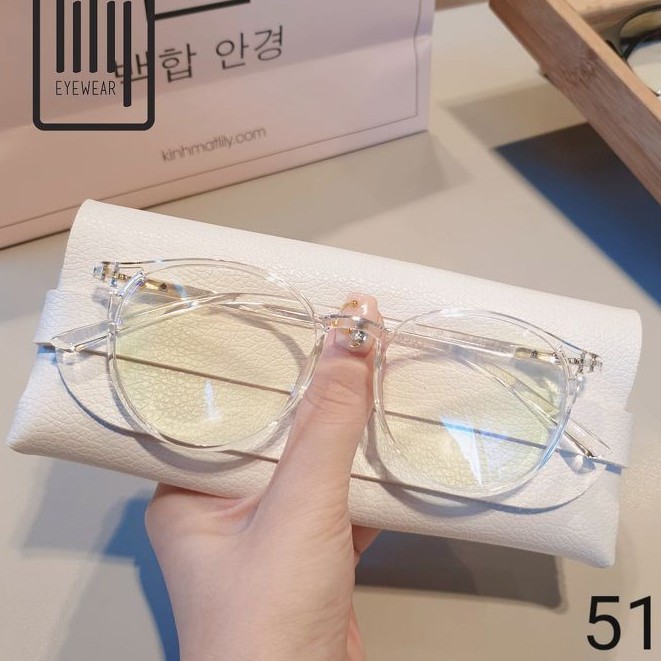 Gọng Kính Cận Tròn Nhựa Dẻo Kèm Hộp Đựng Hàn quốc FRD513 - Gọng Kính Mắt Tròn Thời Trang Chống Ánh Sáng Xanh nhiều màu