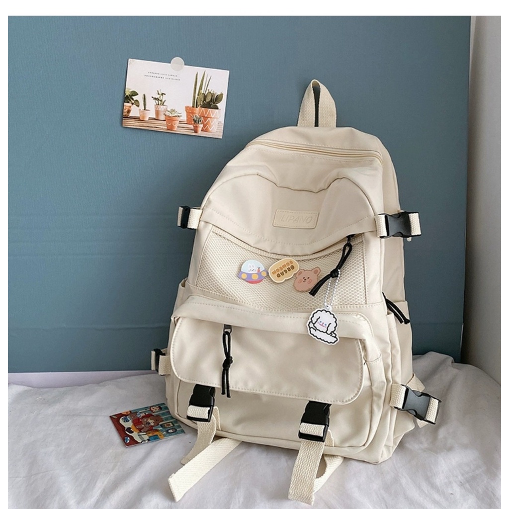 Balo Thời Trang Nam Nữ , Balo Ulzzang Du Lịch Basic Trơn Hàn Quốc Cặp Balo Học Sinh Laptop Khóa Cute Xinh