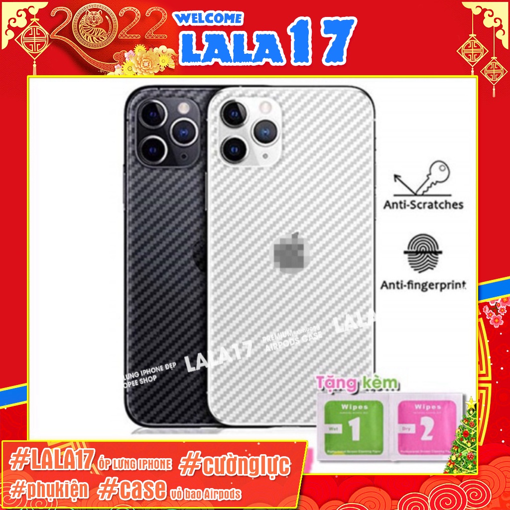 Miếng dán lưng cacbon/carbon iphone chống vân tay