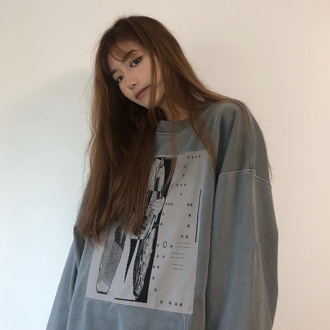 Porozi  Áo sweater  in họa tiết xinh xắn phong cách Hàn Quốc thời trang cho nữ