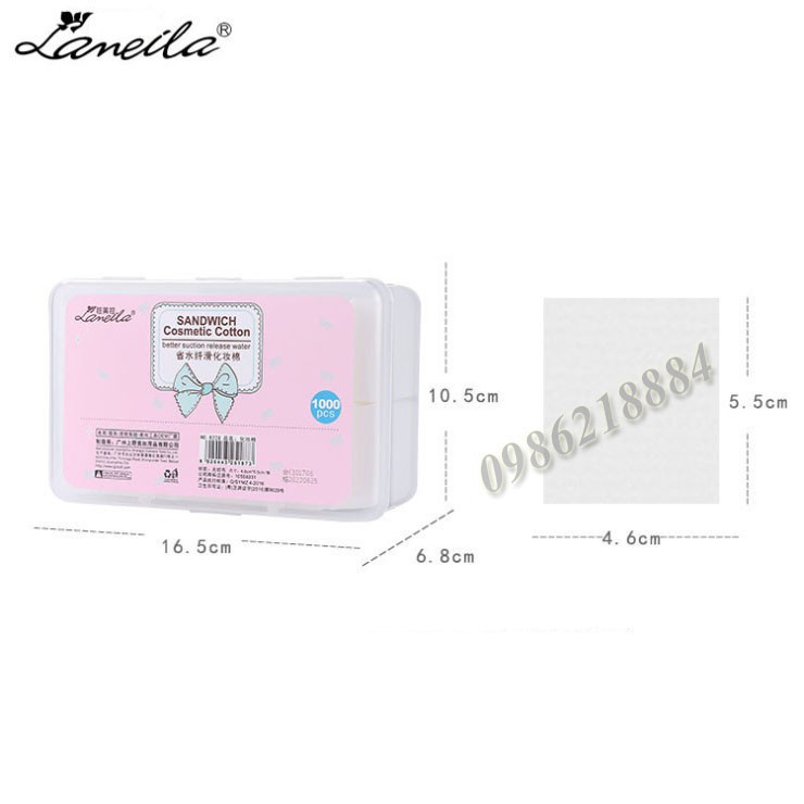 Bông tẩy trang cotton 1000 miếng Lameila, bông trang điểm đắp toner siêu mềm mịn