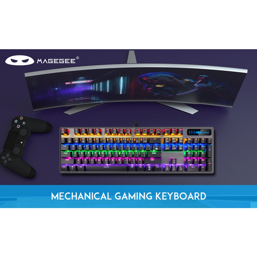 e Cho Nữ, Bàn Phím Màu Hồng Có Dây Nền Cầu Vồng Có Công Tắc Màu Xanh Và Phím Nổi Cho Máy Tính PC, Laptop-198-123BOXVN