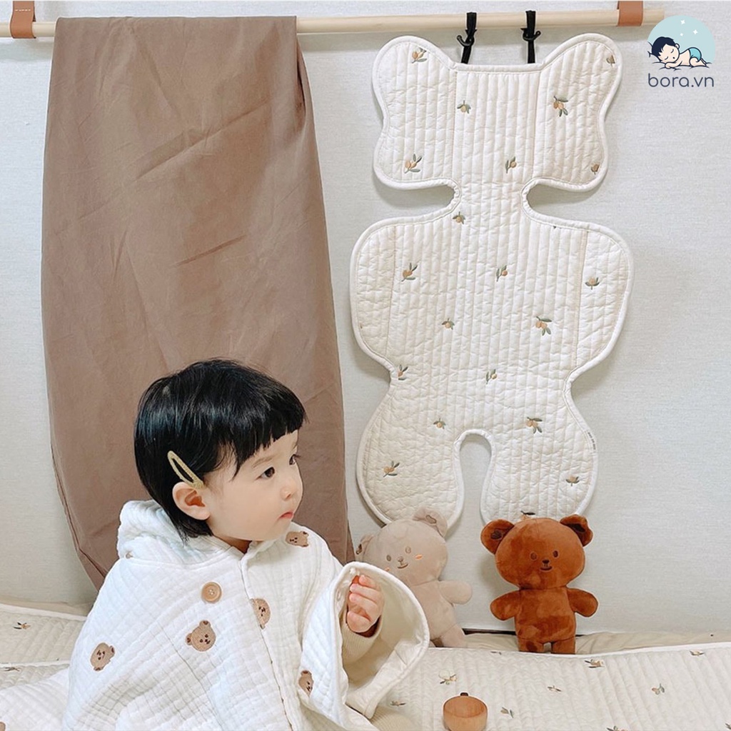 Tấm lót xe đẩy cho bé cotton mềm mại, thoáng khí, phong cách Hàn Quốc