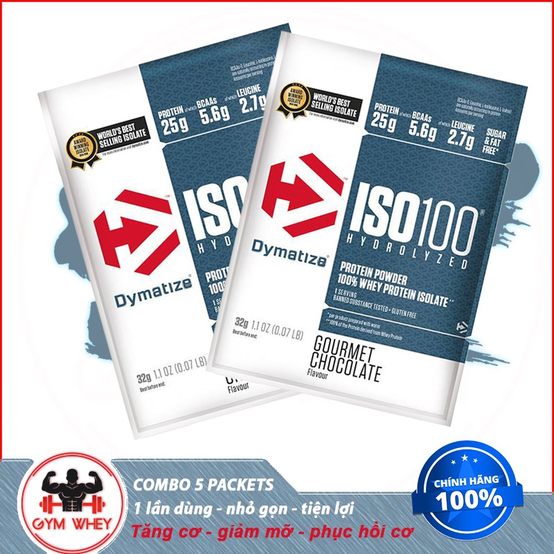 Gói Sample Dùng Thử Sữa Tăng Cơ Whey Hydrolyzed Dymatize Iso 100 30gram (1 lần dùng)