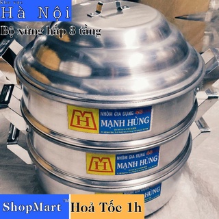  Hoả tốc 1h  Bộ xửng hấp 3 tầng nhôm Mạnh Hùng đủ size chuyên hấp bánh bao hải sản và thực phẩm 