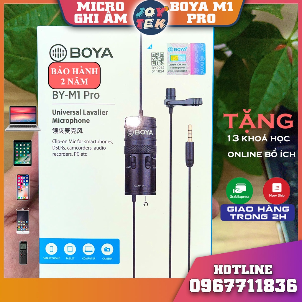 Micro thu âm Boya M1 PRO- Micro ghi âm cho điện thoại máy tính dùng dạy học livestream làm vlog - Hàng chính hãng boya