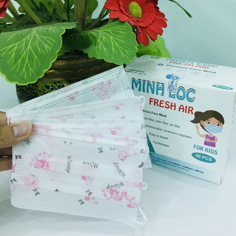 Khẩu trang trẻ em MINH LỘC - Hộp 50c [MÀU XANH]