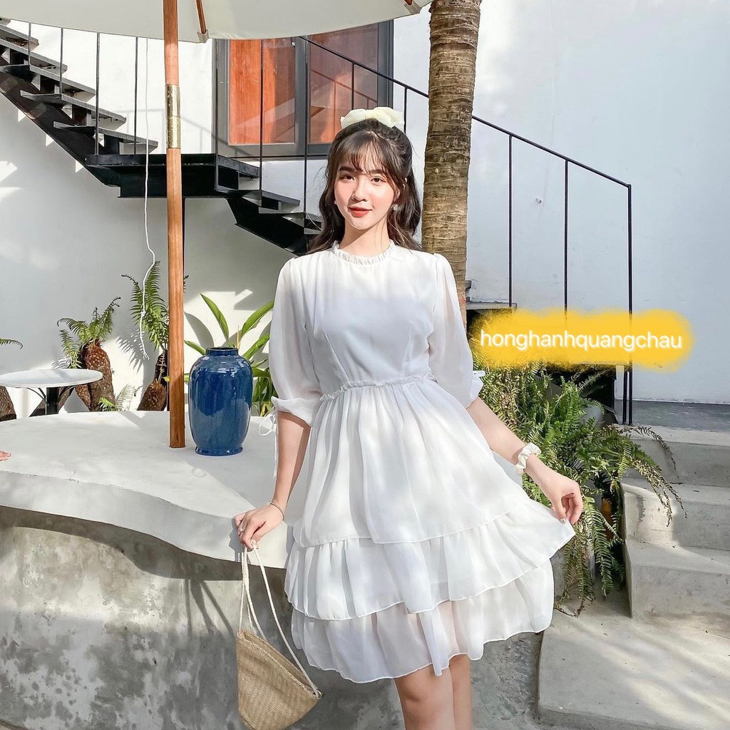 [Video+Ảnh thật] Váy thiết kế dự tiệc, dạ hội kỷ yếu prom, đầm trắng công chúa trễ vai - Hồng Hạnh Quảng Châu