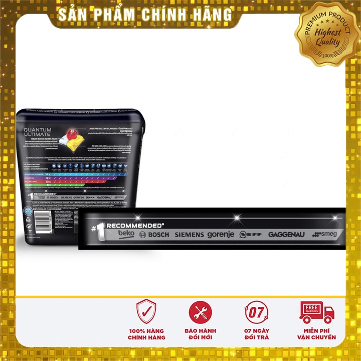 Viên rửa bát Finish Quantum Utimate 51 viên [khuyến mại 3 Viên Finish All-in-1]