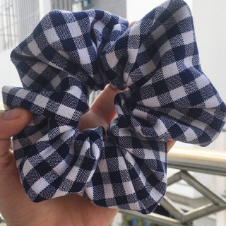 Dây cột tóc srunchies caro Xanh
