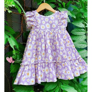 Đầm hoa cúc tím cho bé gái
