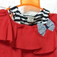 Đầm rớt vai màu đỏ cho bé