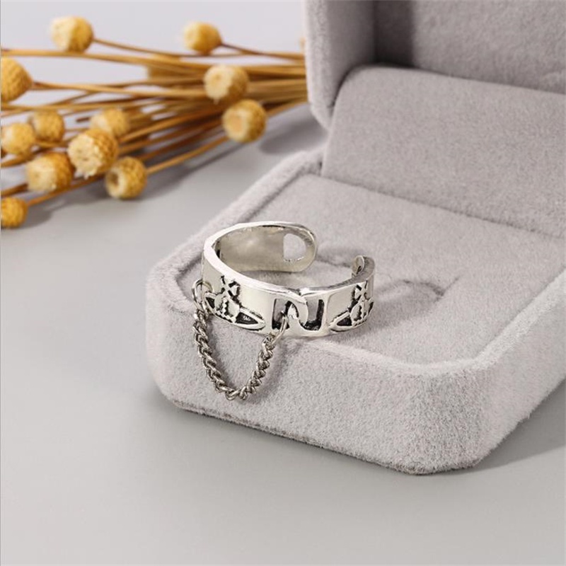 Nhẫn mở hình hành tinh phối dây xích thời trang cho nữ