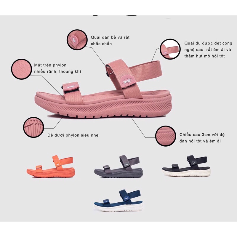 Giày sandal quai ngang - giày quai hậu  nữ Yanki trẻ trung, siêu nhẹ, siêu êm