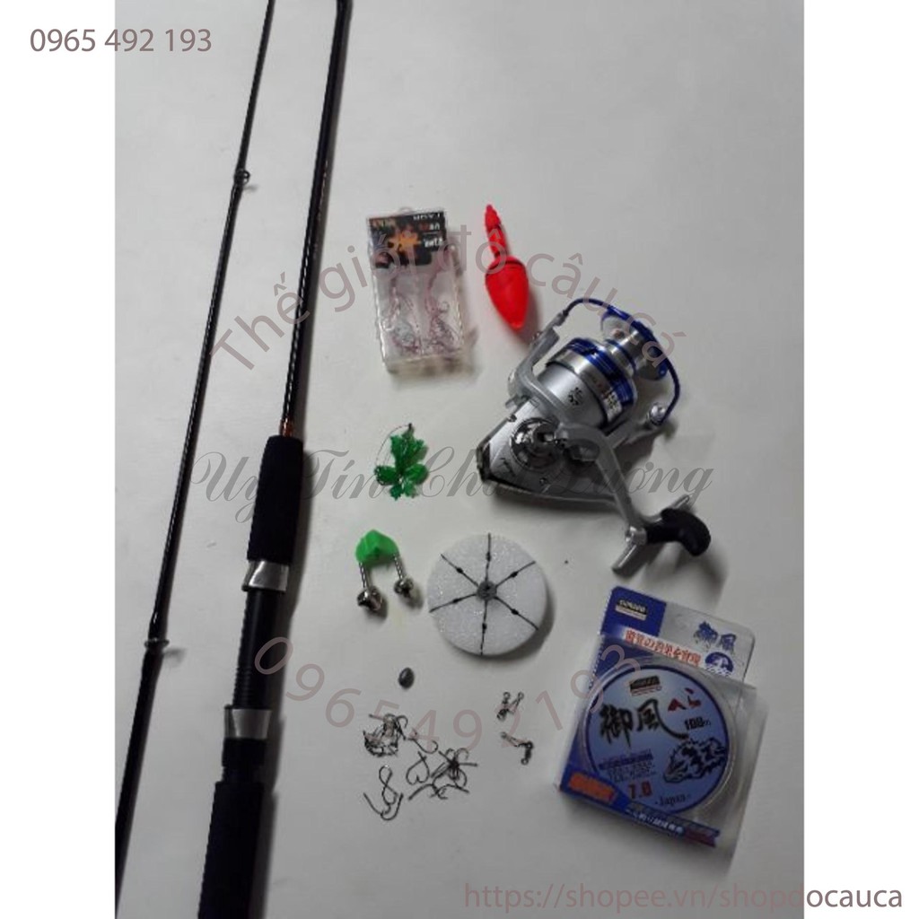 Bộ cần 2 khúc đặc và máy yumoshi kèm phụ kiện ( rẻ vô địch )