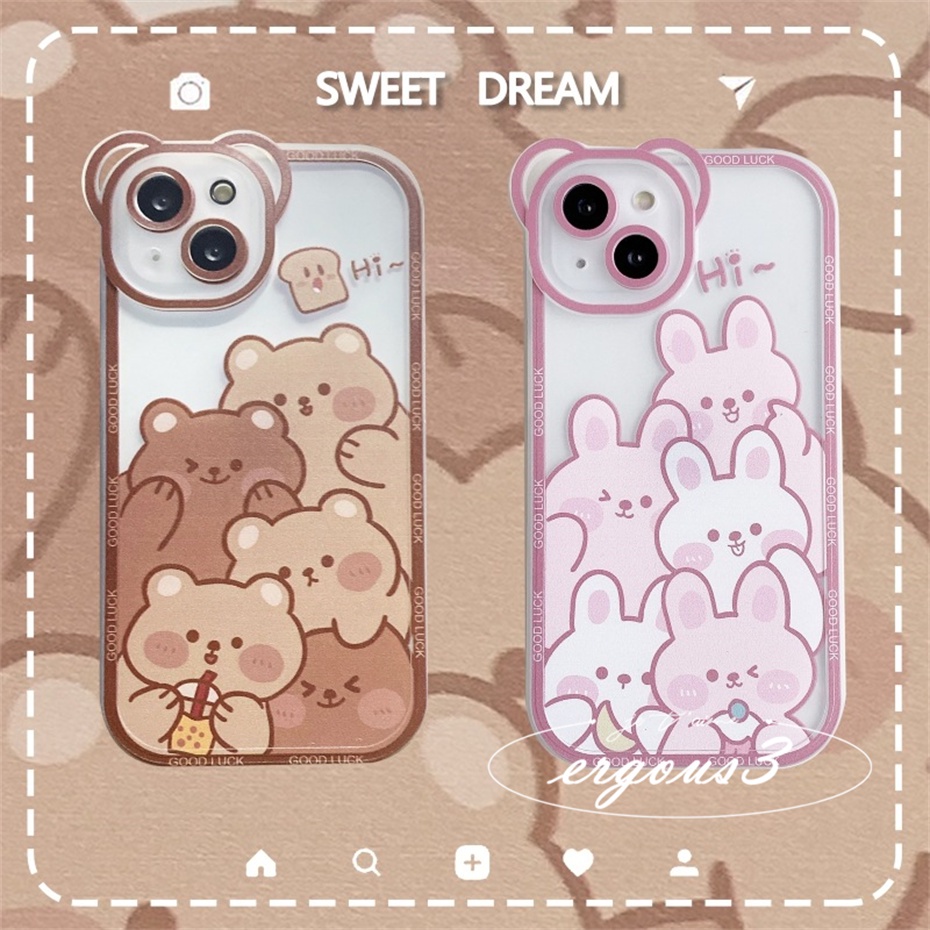 Ốp Điện Thoại Mềm Họa Tiết Gấu / Thỏ Đáng Yêu Cho iPhone 14 13 12 11 Pro Max SE2020 X XR Xs Max 7 8 6 6s Plus