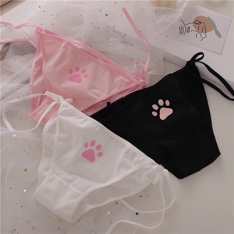 Quần Lót Cotton Nữ Buộc Cột Dây Hoạ Tiết Dấu Chân 🐾 Xinh Xắn Mainia Shop