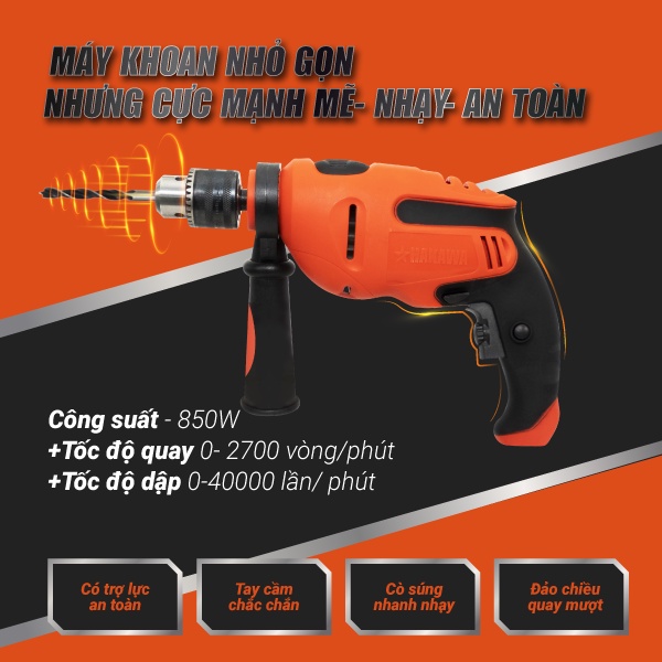 Bộ máy khoan gia đình HAKAWA - HK-850 - Bảo hành 2 năm chính hãng